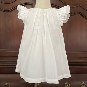 LILI GAUFRETTE White Ruffle Sleeve Dress Size 18M VGUC